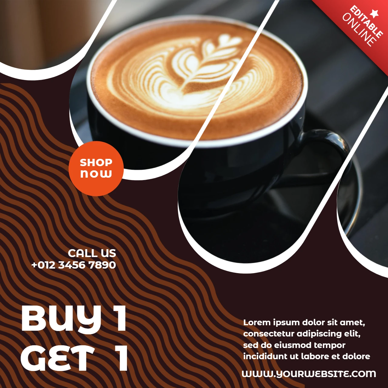 Achetez 1 obtenez 1 café vente instagram post design template