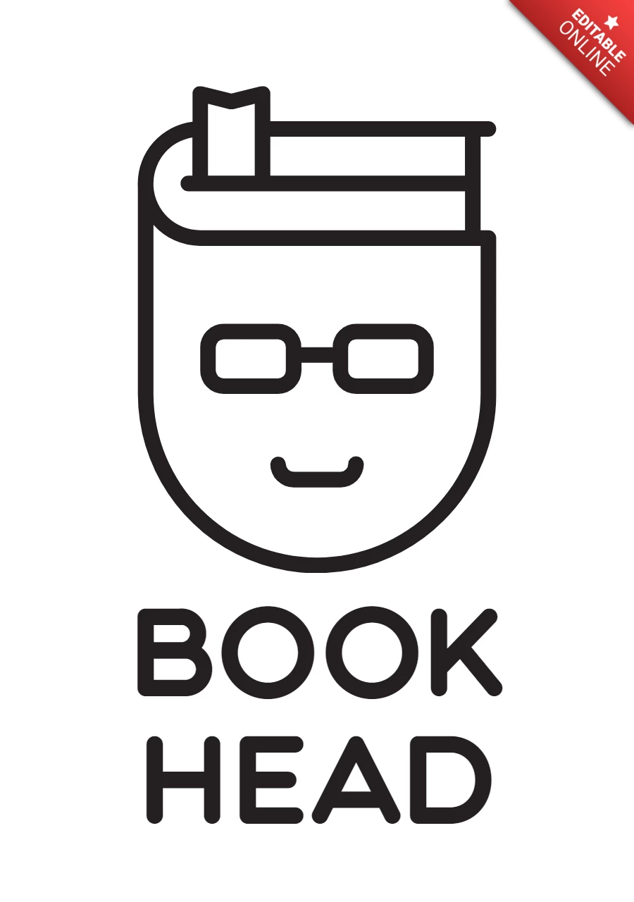 Book Head Logo Design Template Black