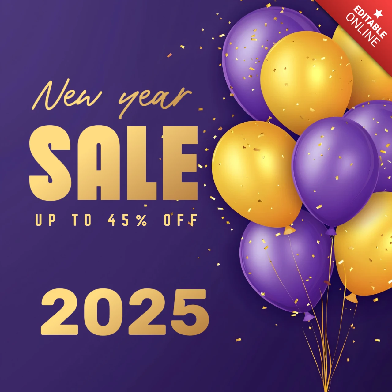 Purple Luxury New Year Sale Instagram Post Design Template
