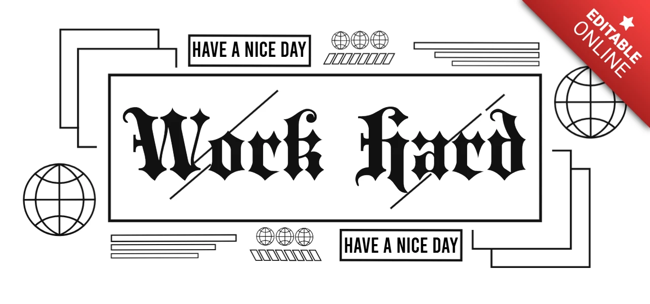 Bold Typography Motivational Poster Template Design with Work Hard Theme