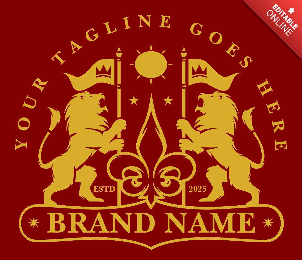 Modèle de logo graphique du lion royal