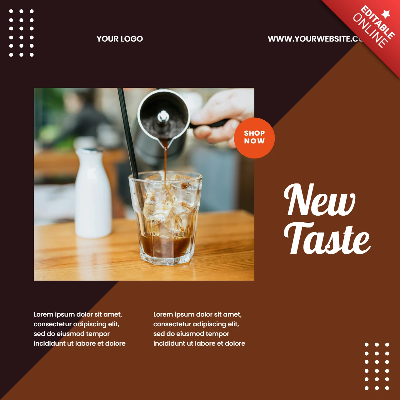 Neuer geschmack cappuccino werbung social media post design vorlage