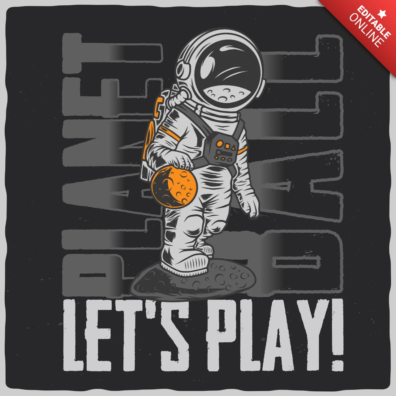 Astronaut Planet Ball T-Shirt Design Template