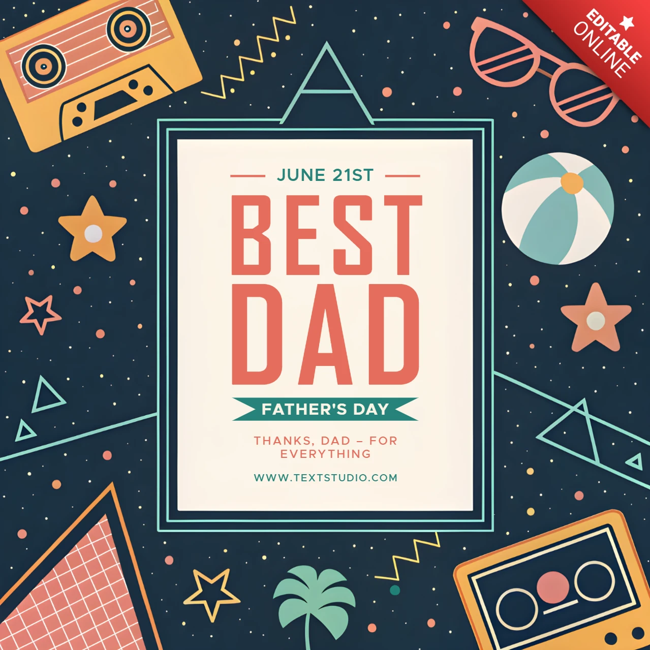 Retro Father's Day Design Template: Celebrate the Best Dad with Fun Graphics