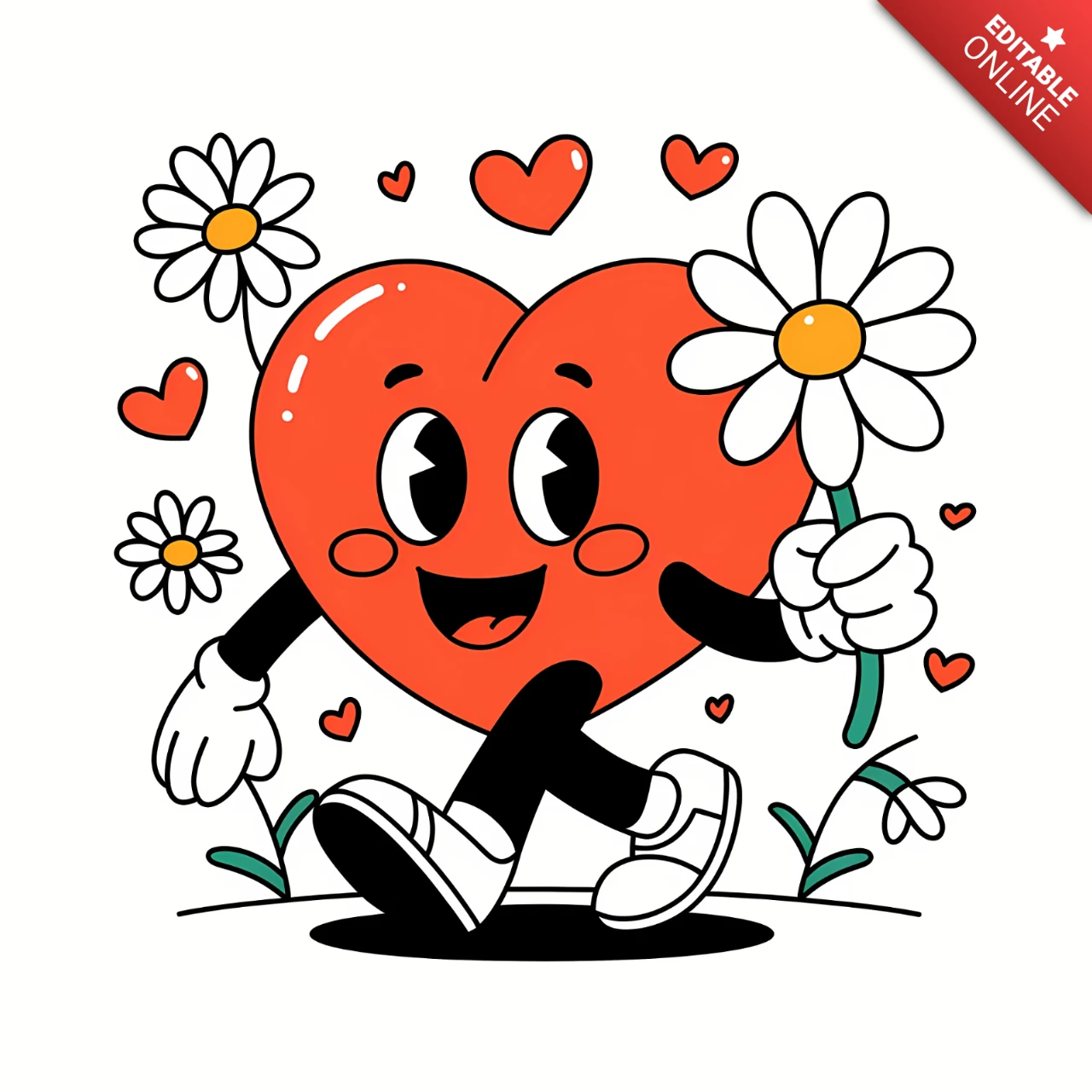 Playful Heart Character Design Template for Cute Illustrations