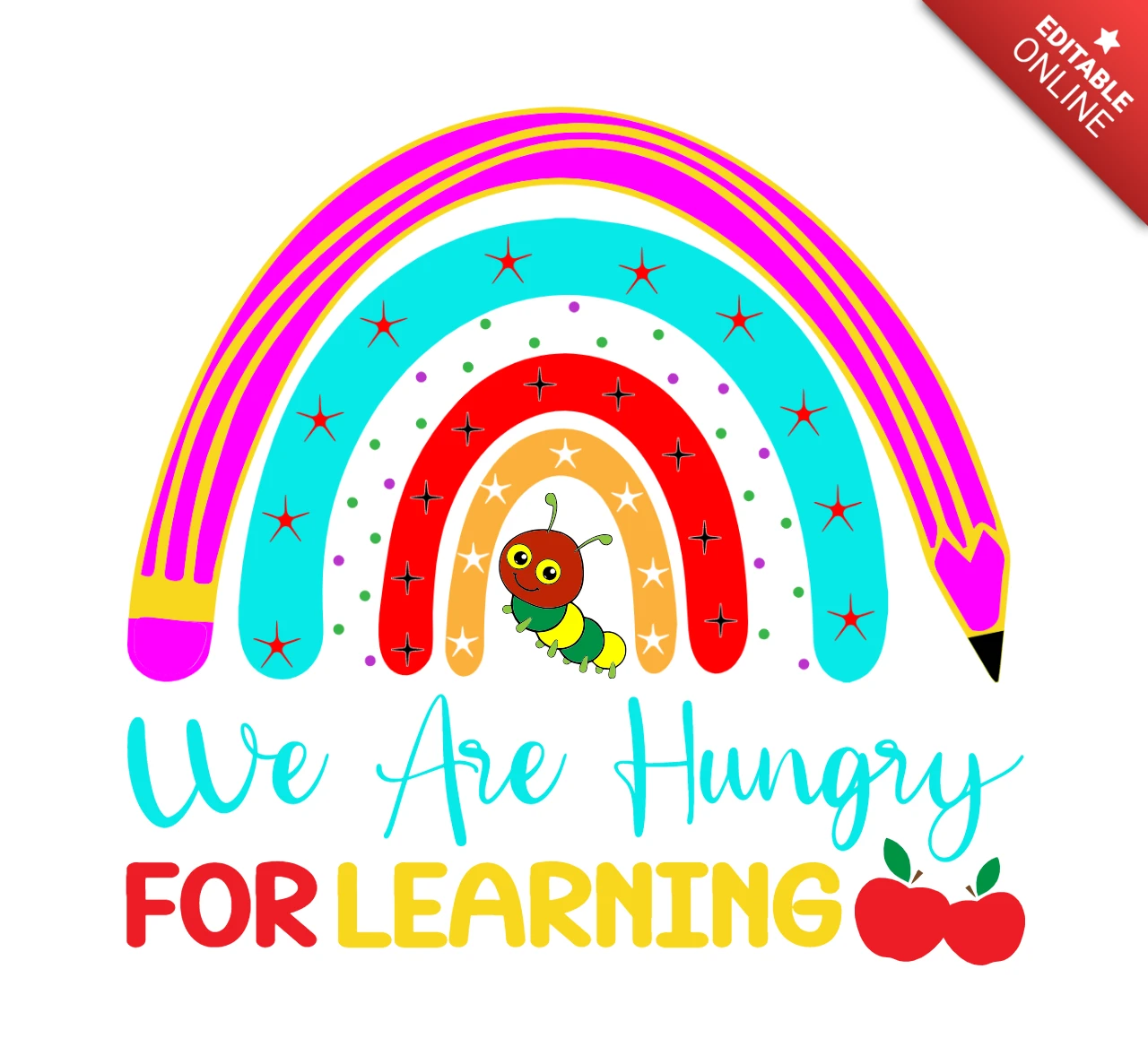 Regenbogen-Raupe Lehrer T-Shirt Design-Vorlage
