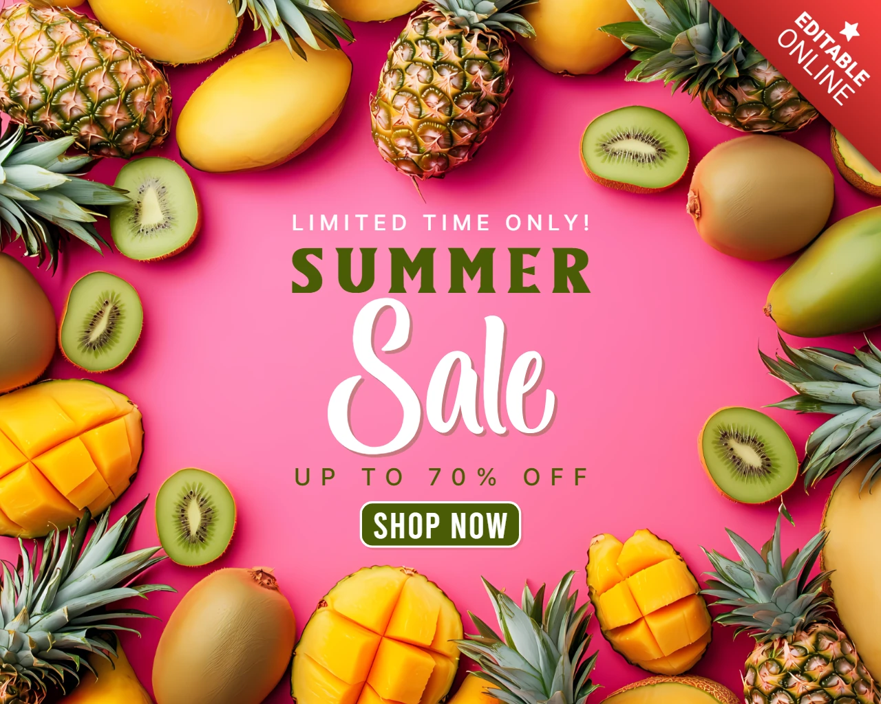 Vibrant Summer Sale Design Template with Tropical Fruits