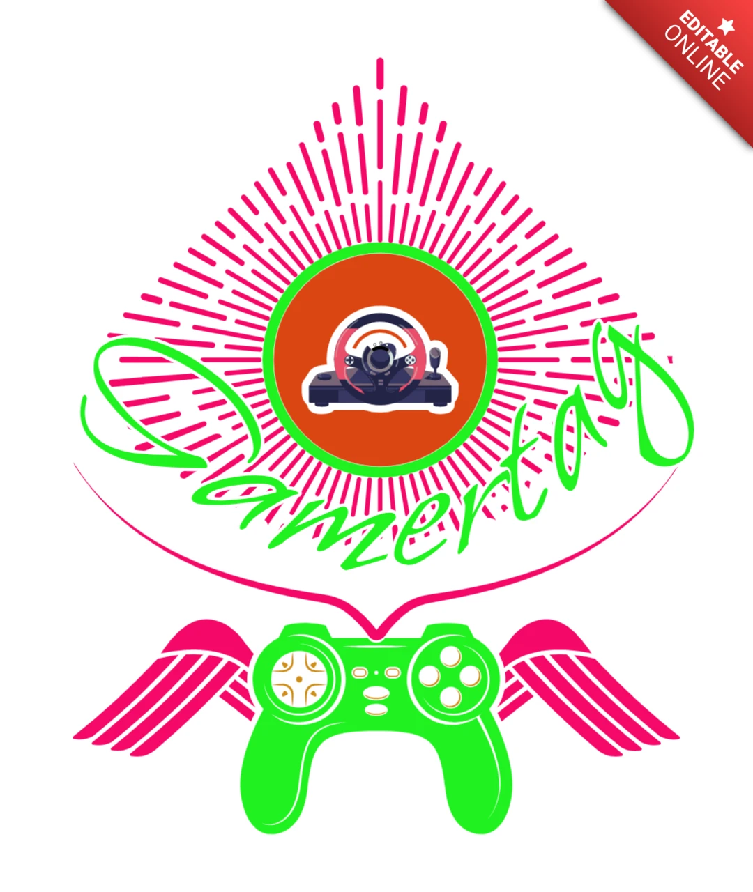 Vibrant Gamer Tag Design Template with Retro Gaming Elements