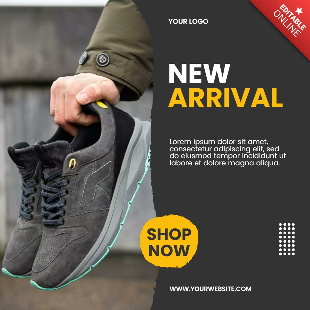 Neue Ankunft Turnschuhe Verkauf Banner Social Media Post Design Vorlage