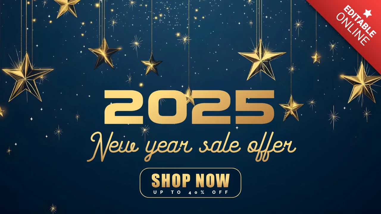 Festliches Rot und Gold Neujahrsverkauf 2025 Design Vorlage