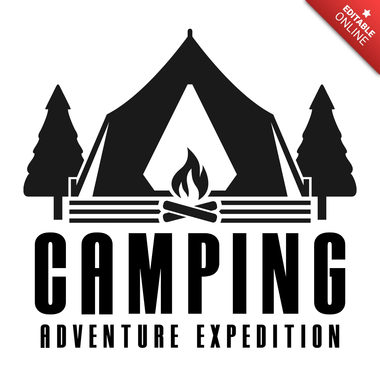 Plantilla de diseño de logotipo de expedición de aventura en camping