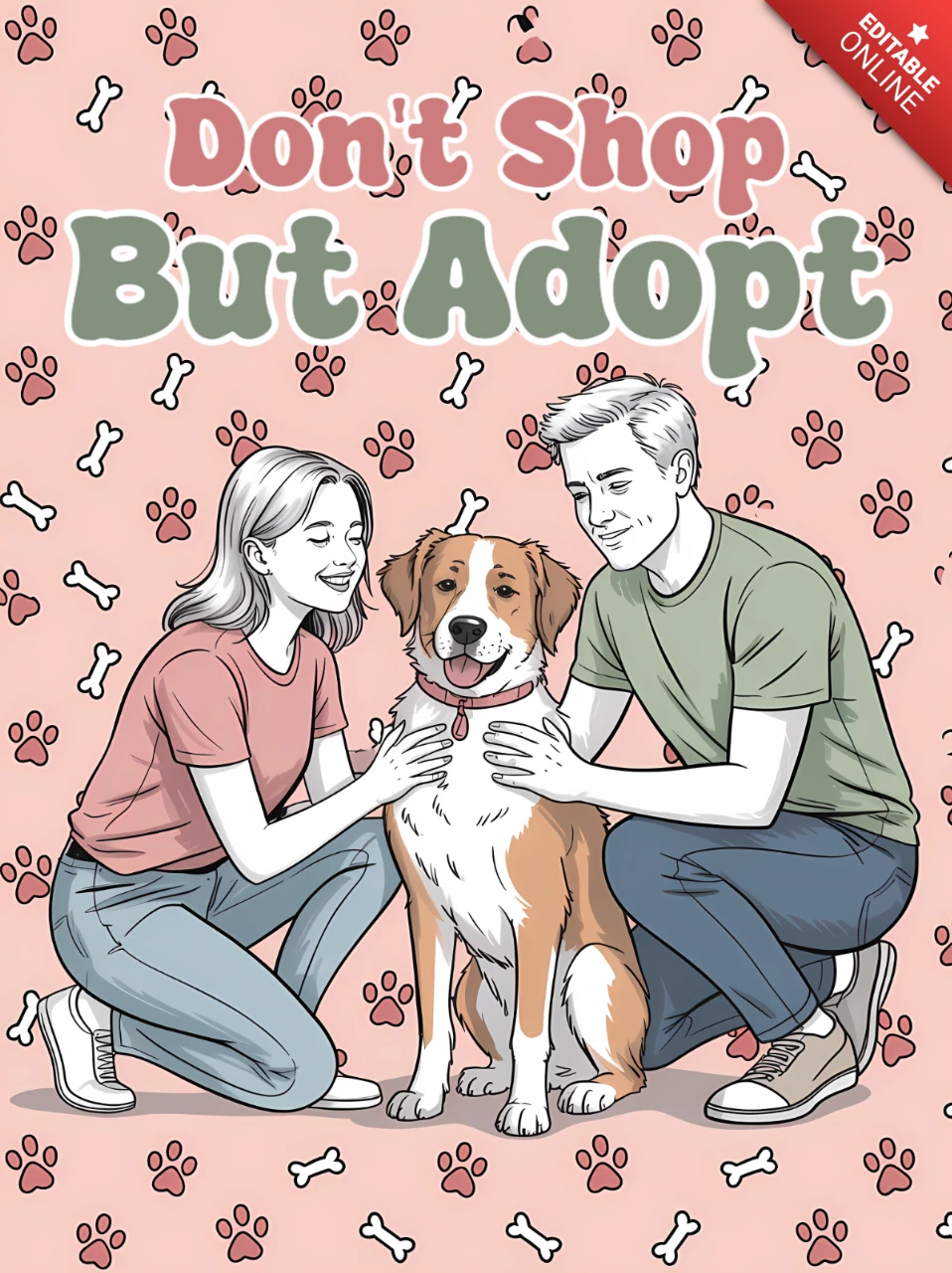 Adoptiere, kaufe nicht, Designvorlage für Haustieradoptionsplakate im illustrativen Stil