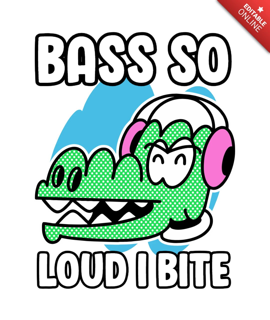 Basse si forte que je mords des écouteurs de crocodile drôles modèle de t-shirt
