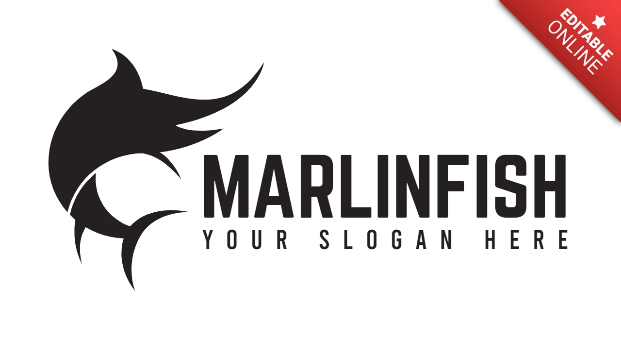 Modelo de design de logotipo de peixe Marlin preto