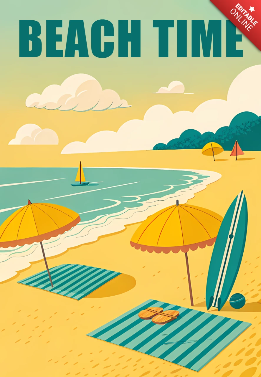 Beach Time Design Template for Summer-Themed Posters