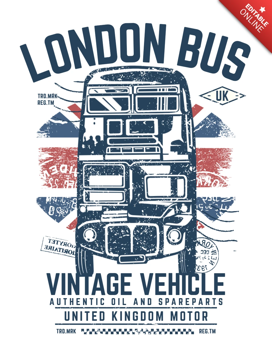 London Bus T-shirt Design Template