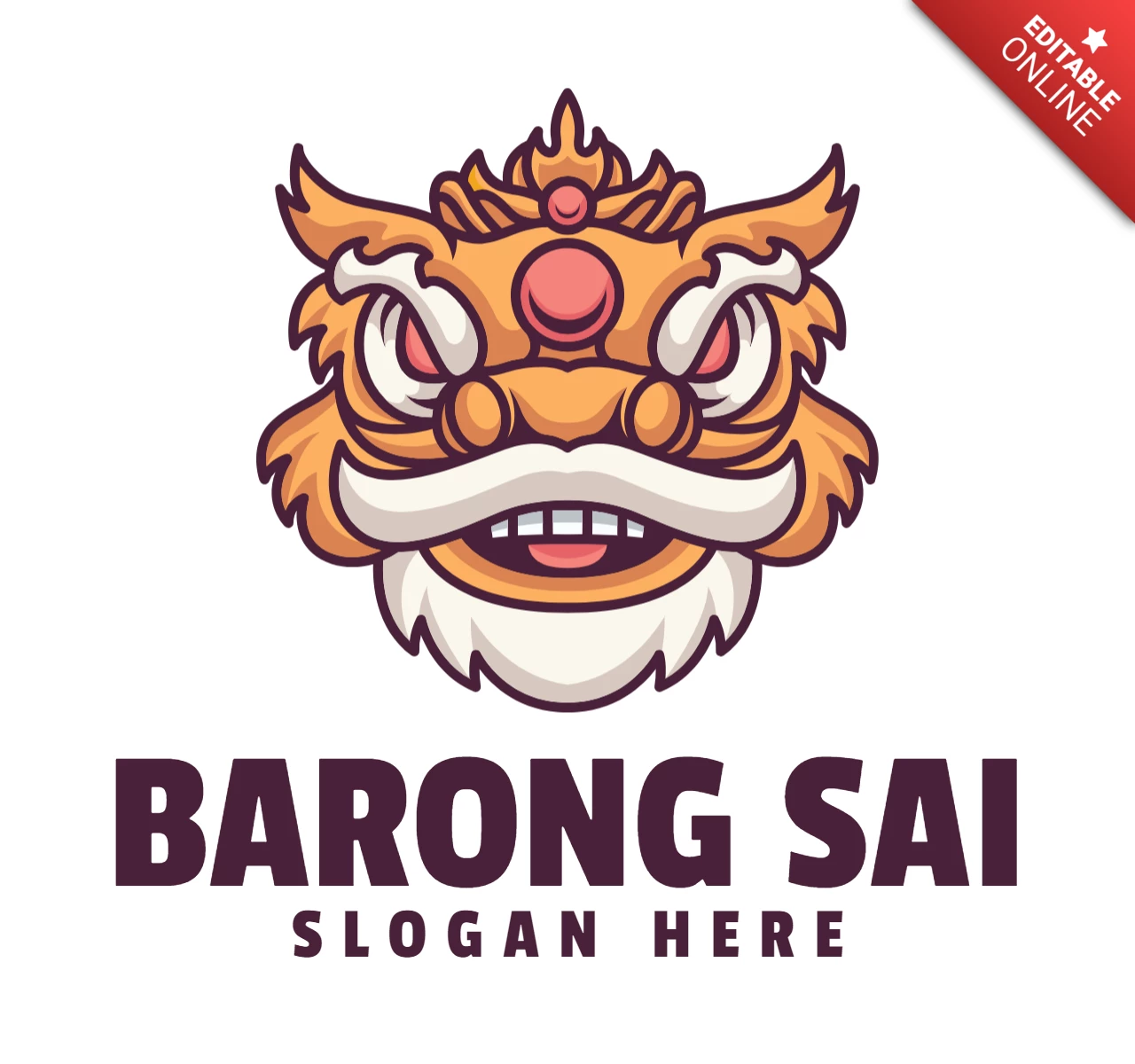 Plantilla de diseño de logotipo de dragón barongsai