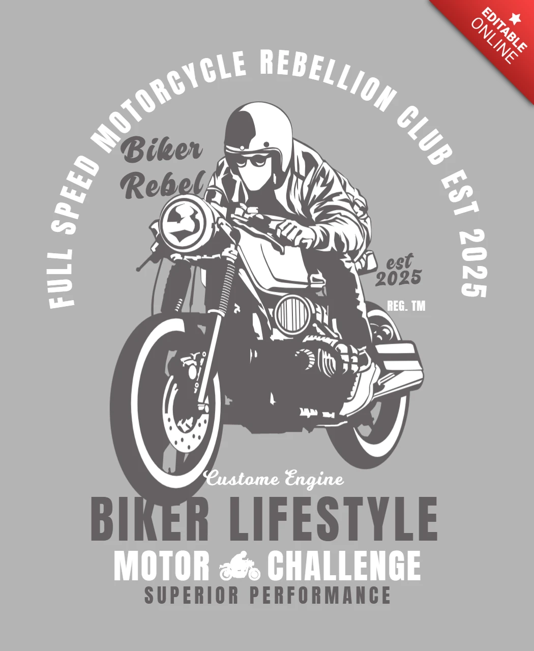 Man Riding Motorcycle T-shirt Design Template