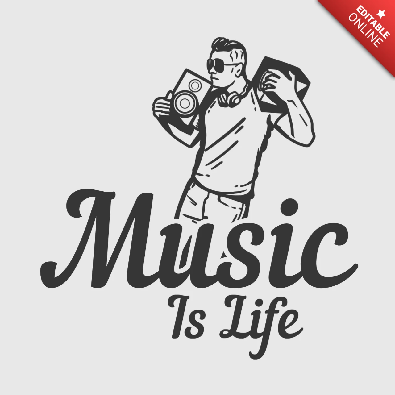 Hombre bailando plantilla de diseño de camiseta vintage de altavoz prestado
