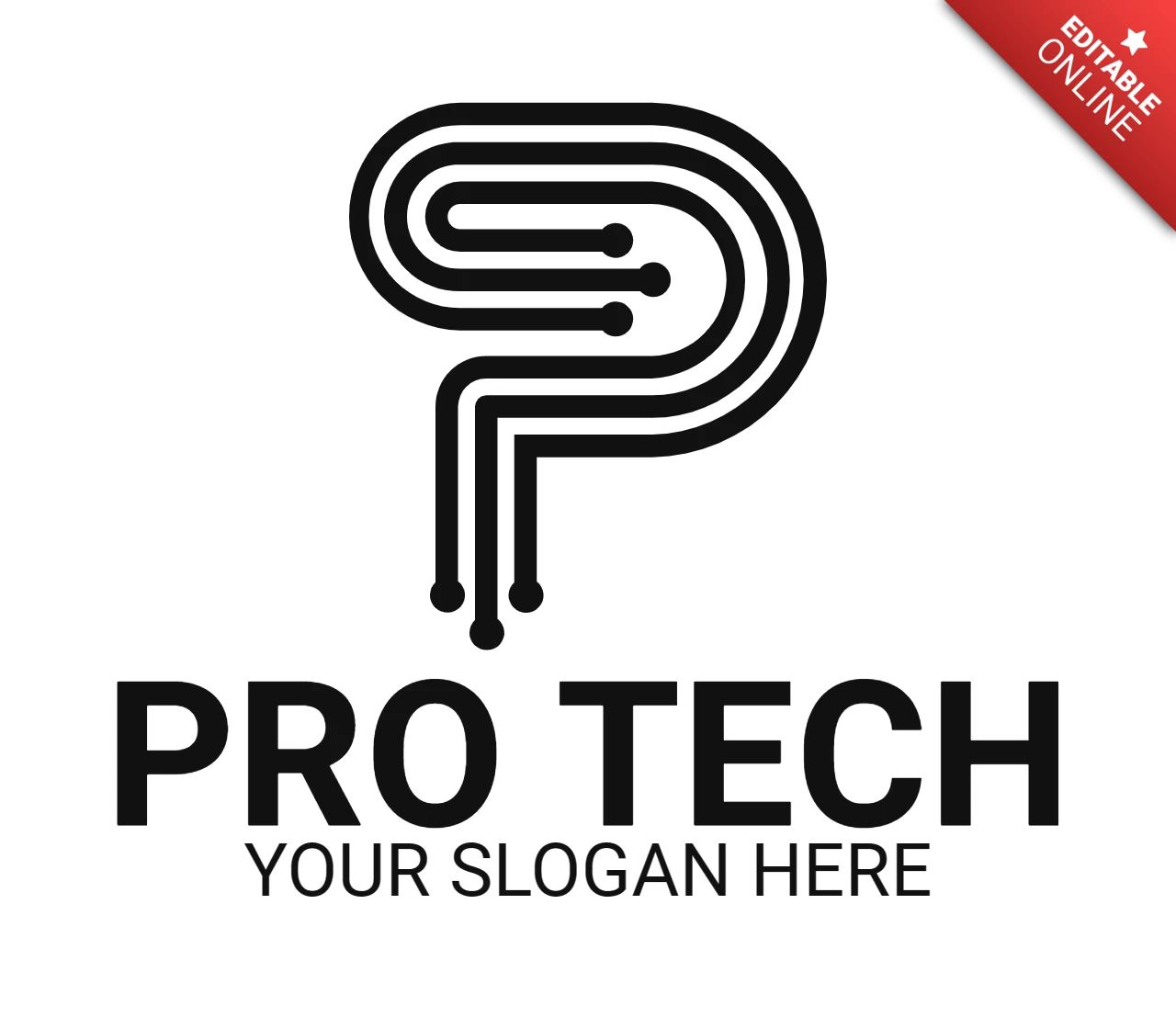 Modelo de design de logotipo da Letter p pro tech
