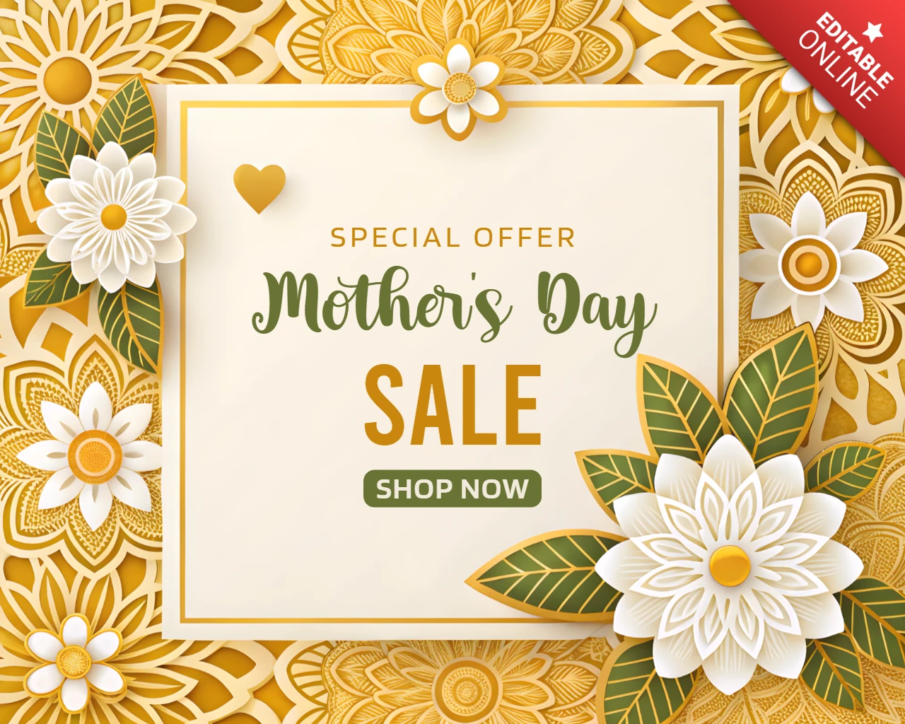 Design de modelo de venda floral elegante para o dia das mães - gráfico promocional editável