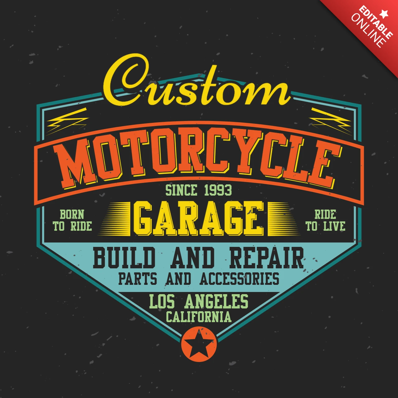 Custom Motorcycle Garage T-Shirt Design Template