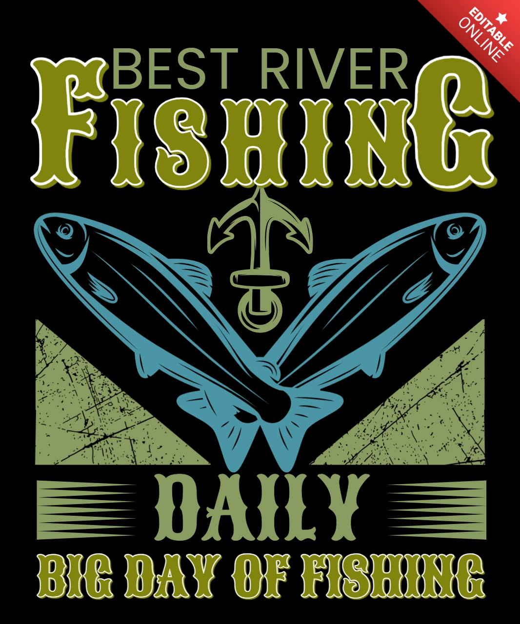 Vintage Fishing Design Template for Daily Adventure Apparel