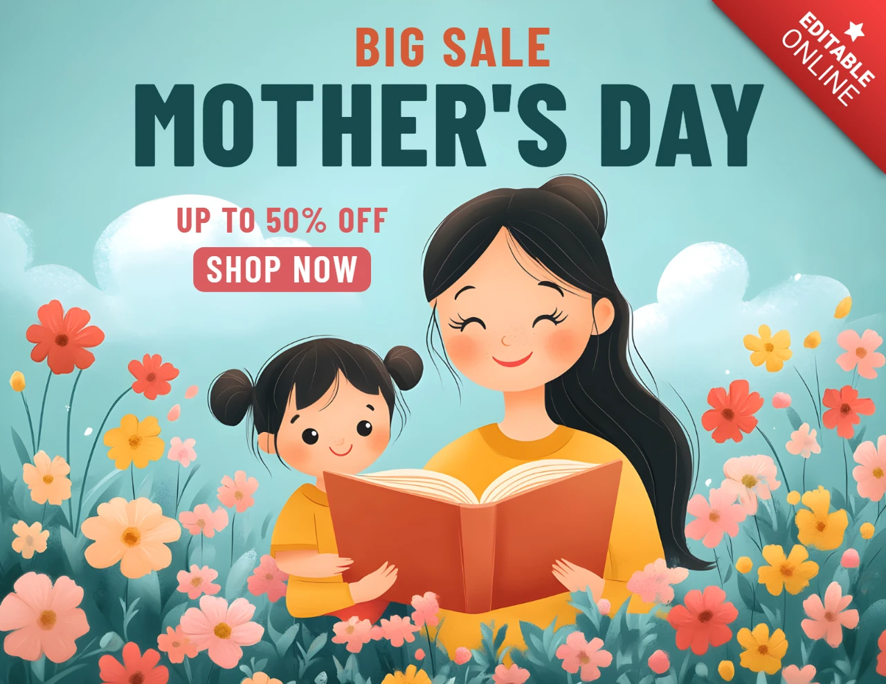 Whimsical Mother's Day Sale Design Template for Family Promotions