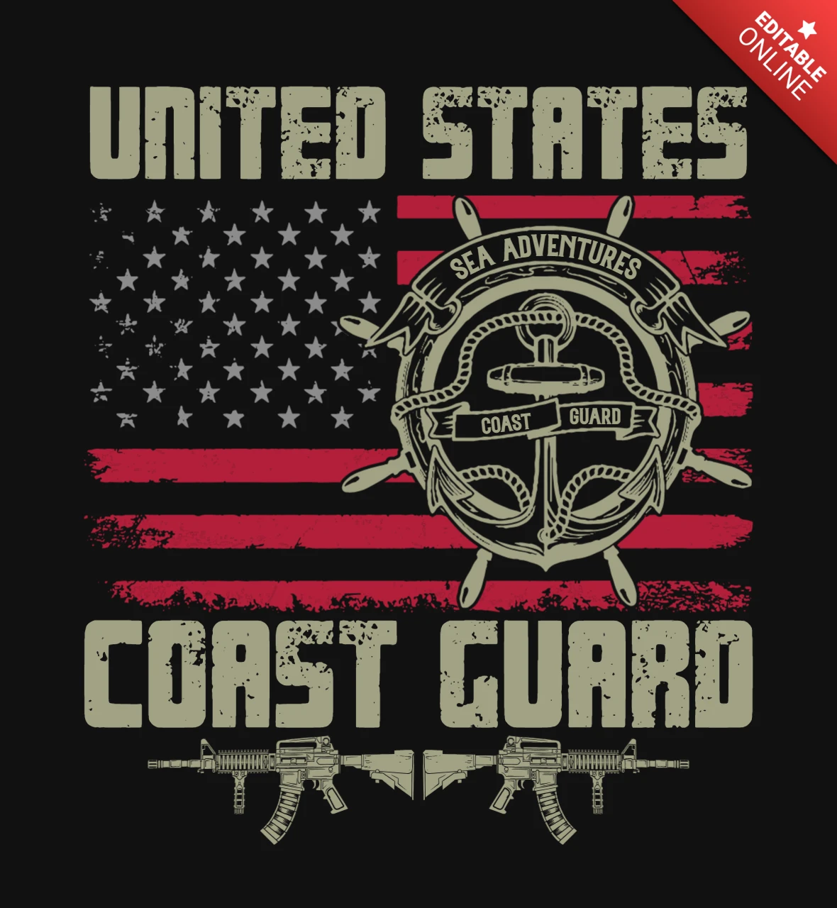 Modelo de design de camiseta da guarda costeira dos EUA