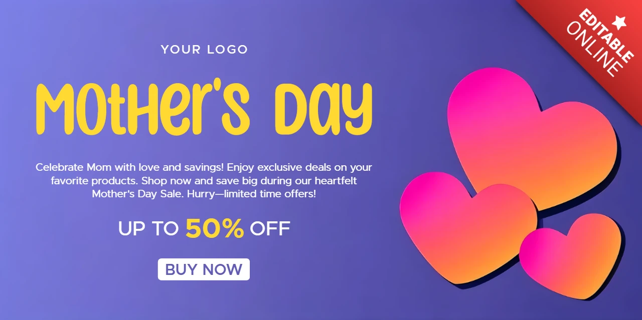 Modello di vendita colorato per la festa della mamma con grafica a cuore