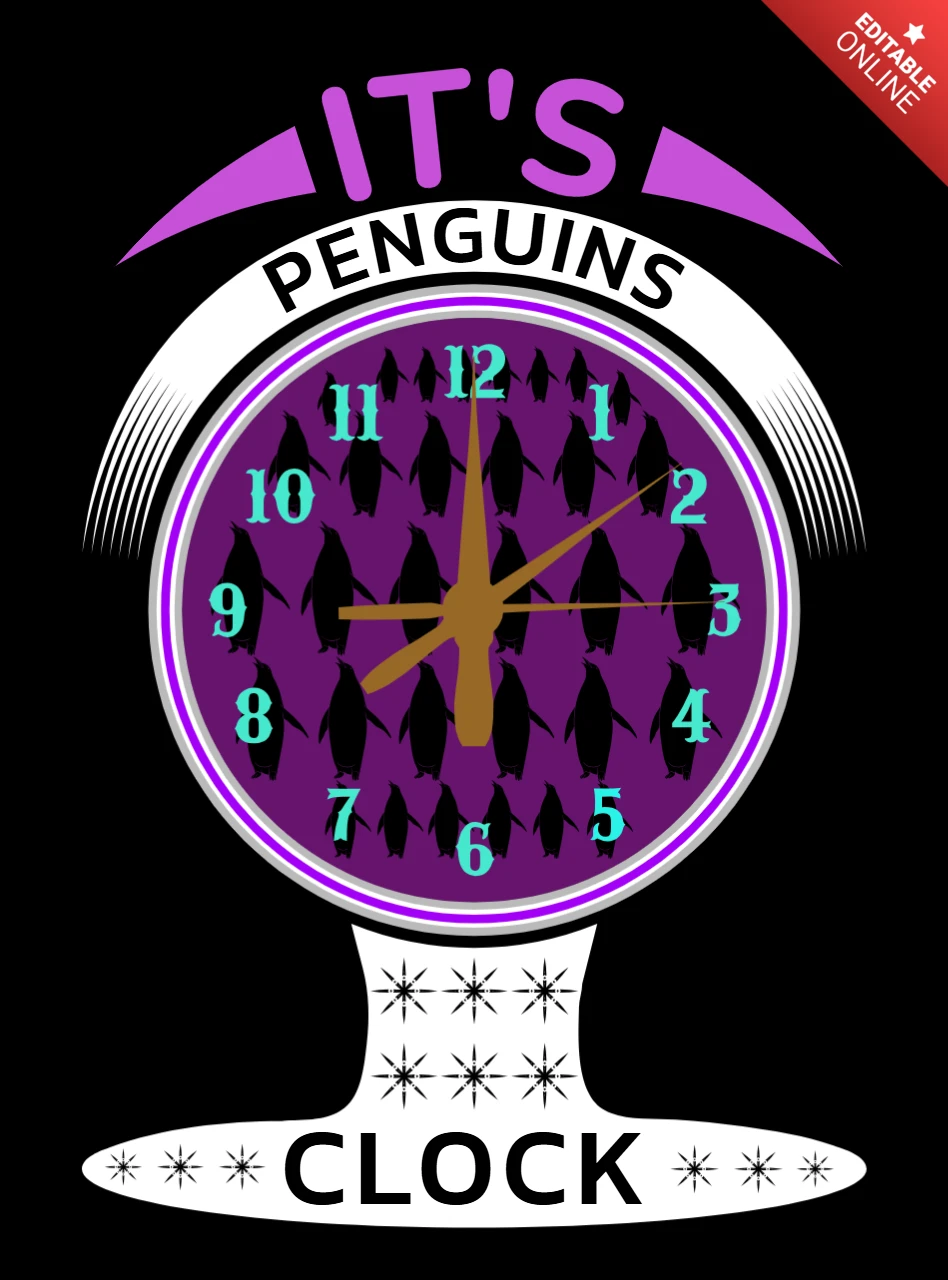 Whimsical Penguin Clock Design Template for Fun Home Decor