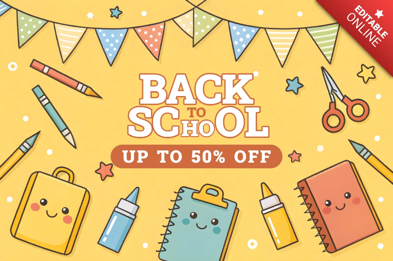Back to School Design Template with Cute Stationery Elements for Promotional Flyers