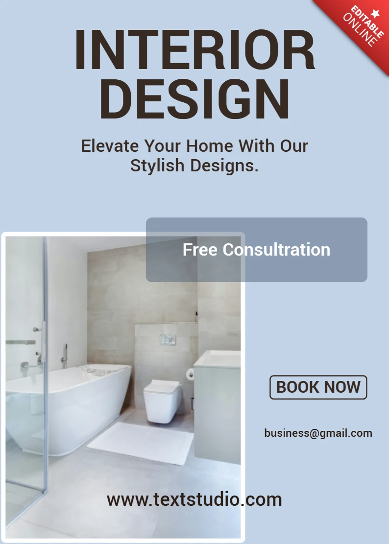 Modern Interior Design Template for Stylish Home Consultation Flyer