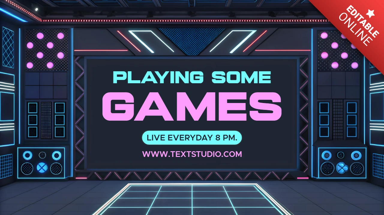 Plantilla de diseño para transmisión en vivo de juegos de neón