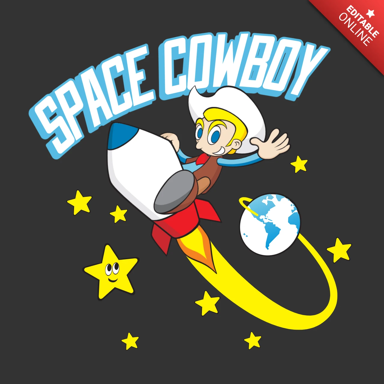 Space Cowboy T-Shirt Design Template