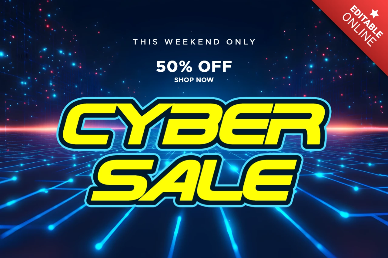 Modèle de conception de cybervente pour les promotions du week-end - 50% de réduction