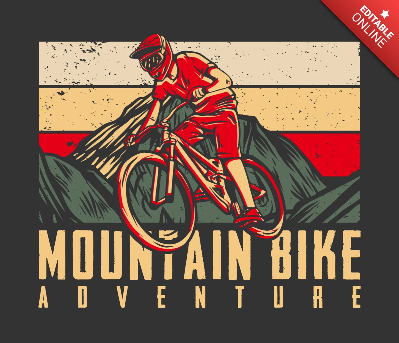 Modello di design t-shirt vintage per avventura in mountain bike