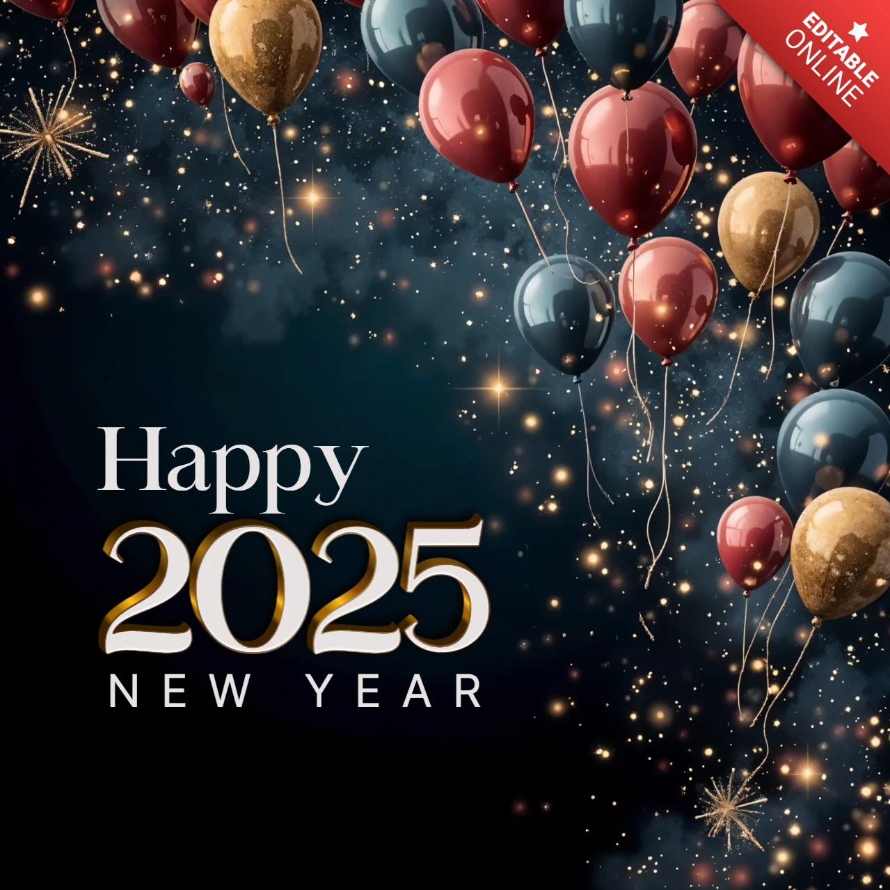 Szablon projektu balonu Szczęśliwego Nowego Roku 2025