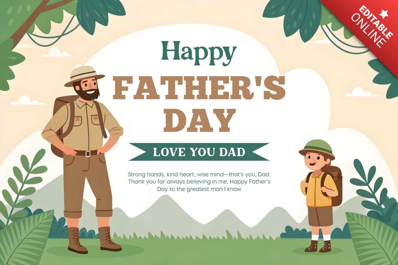 Happy Father's Day Design Template - Playful Illustrated Style for Celebrating Dad