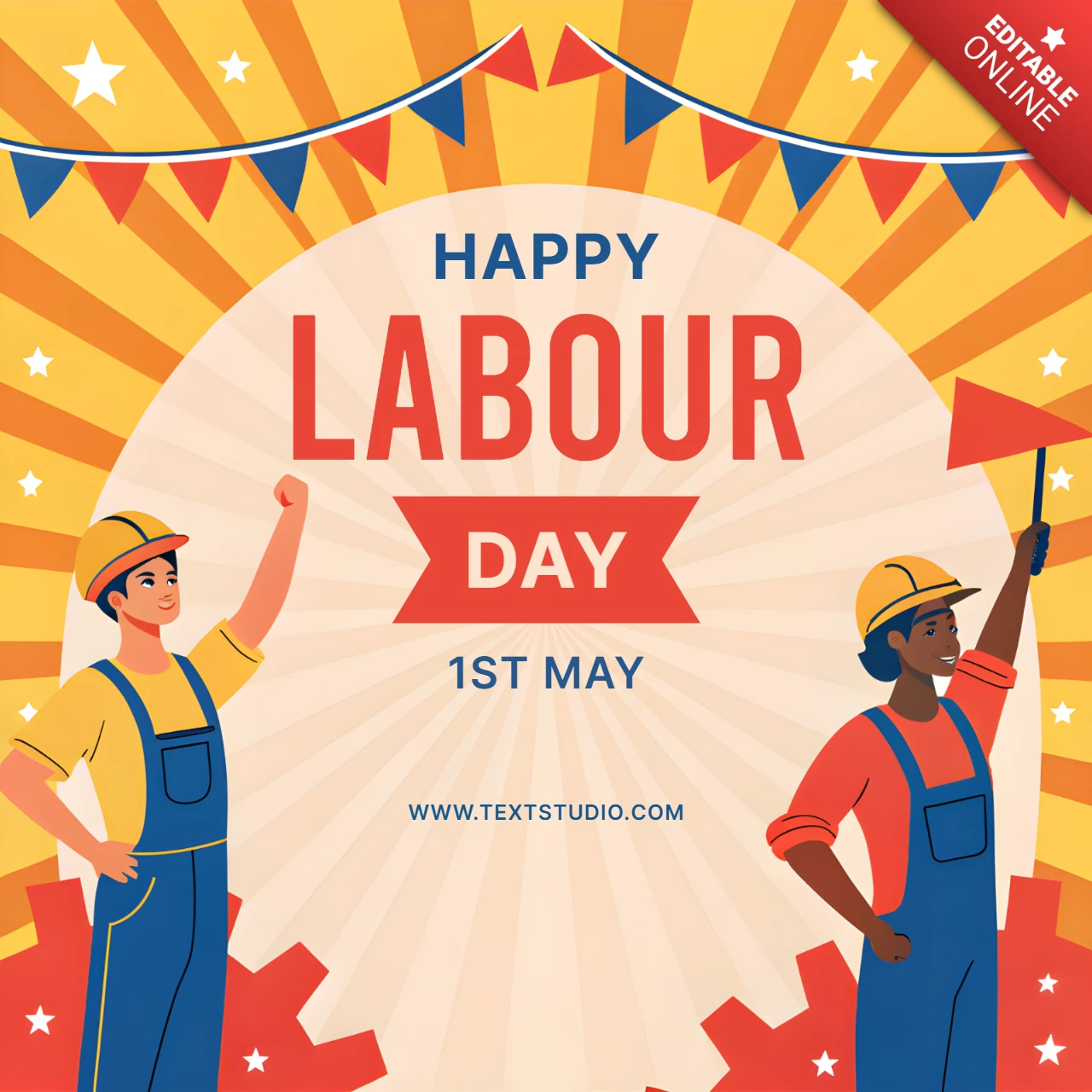 Plantilla de diseño de celebración festiva del día del trabajo - estilo gráfico editable