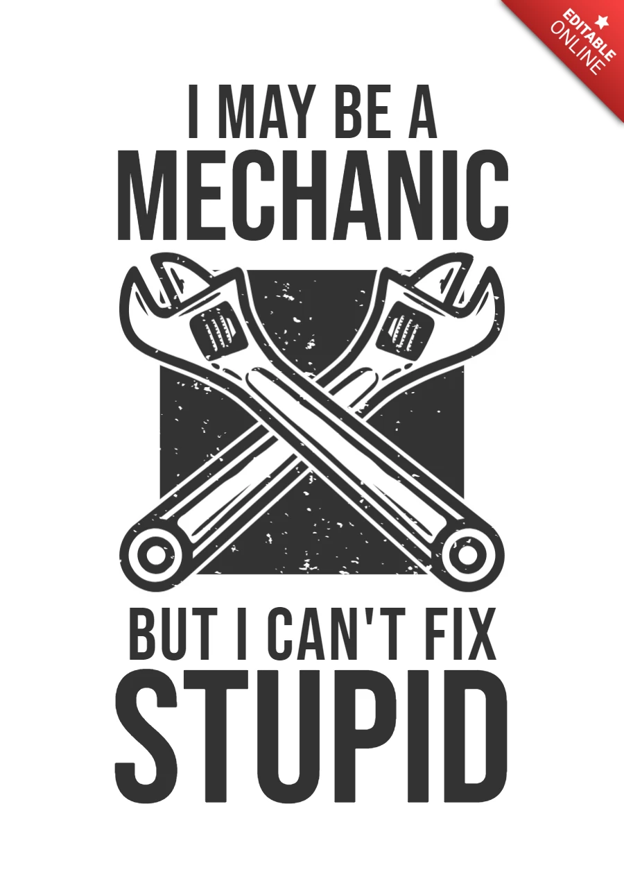 Mechanic with The Wrench T-shirt Design Template