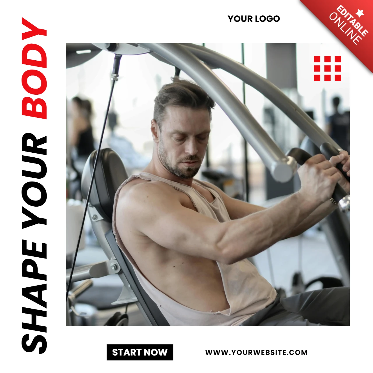 Slanke sportschool promotionele instagram post ontwerpsjabloon