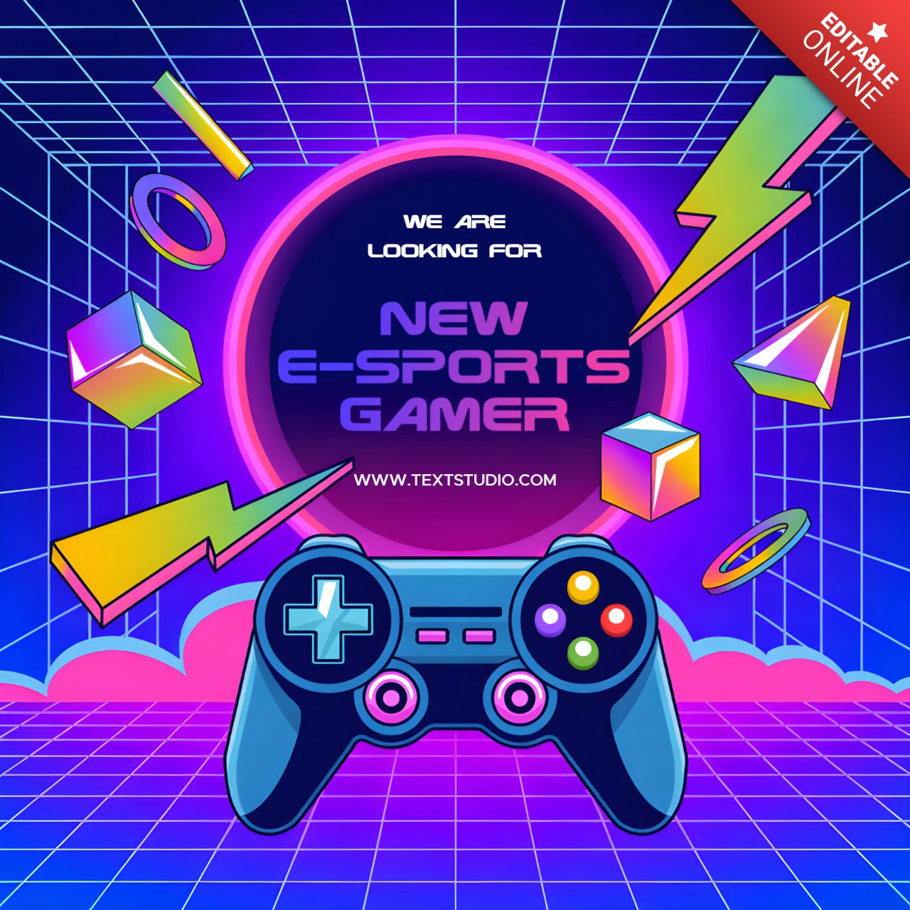 Retro-Gaming-Designvorlage für E-Sport-Rekrutierungsflyer