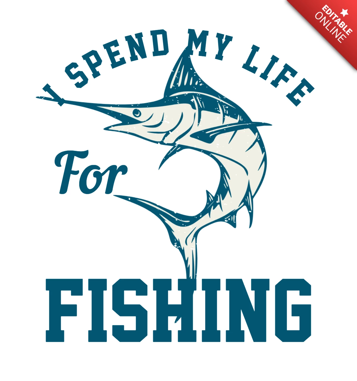 Fishing with Marlin Fish Vintage T-shirt Design Template