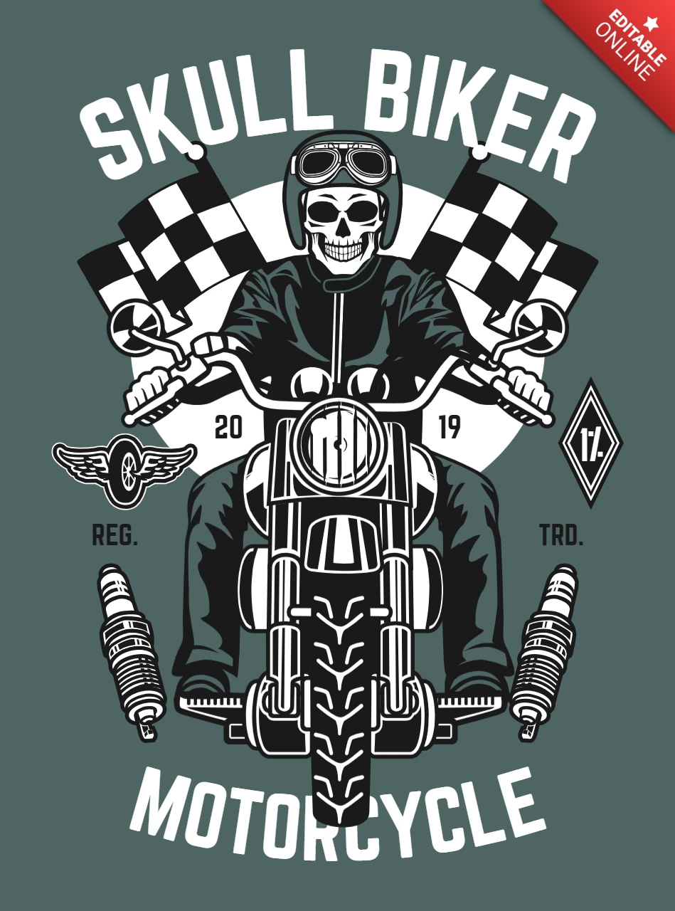 Skull Biker T-Shirt Design Template