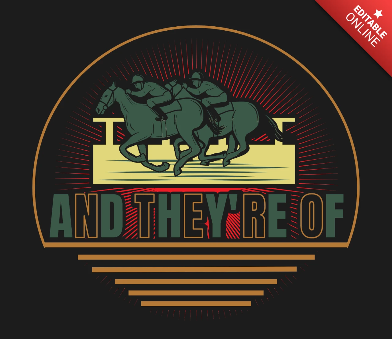 Y se van de carreras de caballos plantilla de diseño retro camiseta