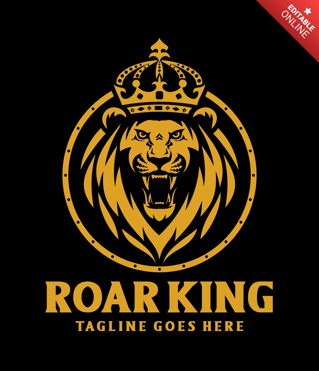 Kükreyen kral aslan logo tasarım şablonu