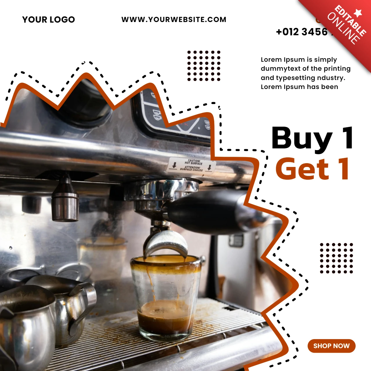 Compre 1 e leve 1 modelo de design de postagem do Instagram para promoção de café