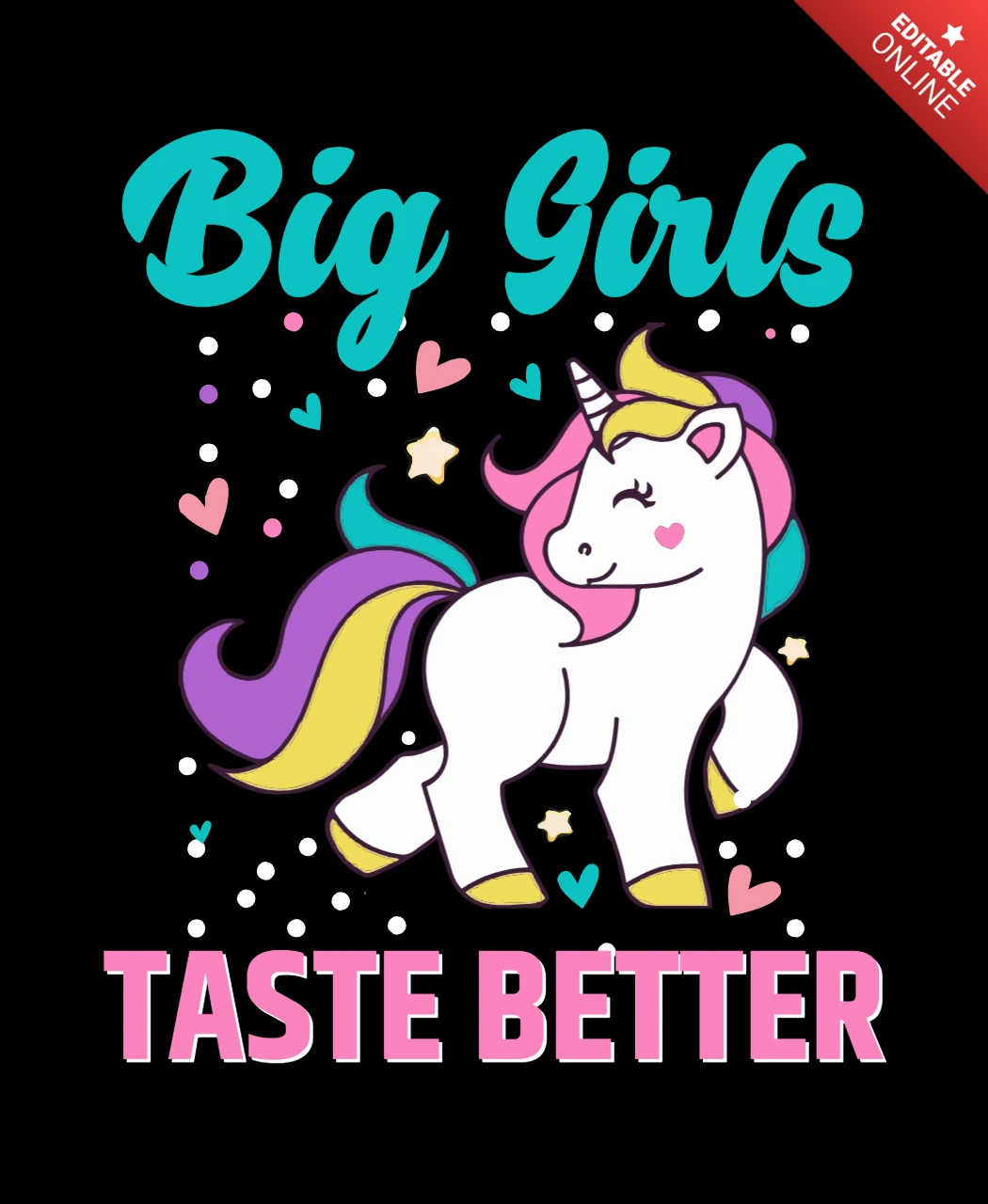 Big Girls Unicorn T-shirt Design Template