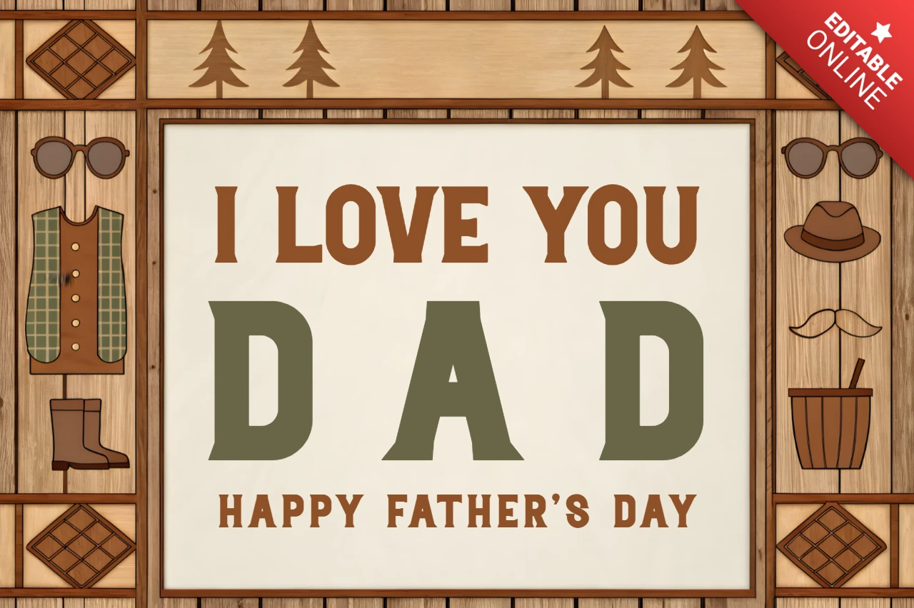 Rustic Father's Day Design Template: I Love You Dad